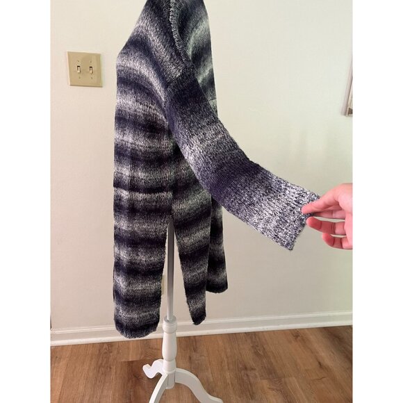 NWT Sonoma Womens XL Long Open Cardigan Sweater Striped Knit Shades Of Gray & Na - Picture 3 of 7